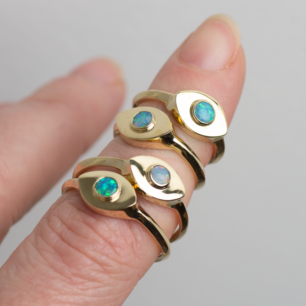 Brass Mini Vision Ring  ◇ Australian Opal ◇ Custom size