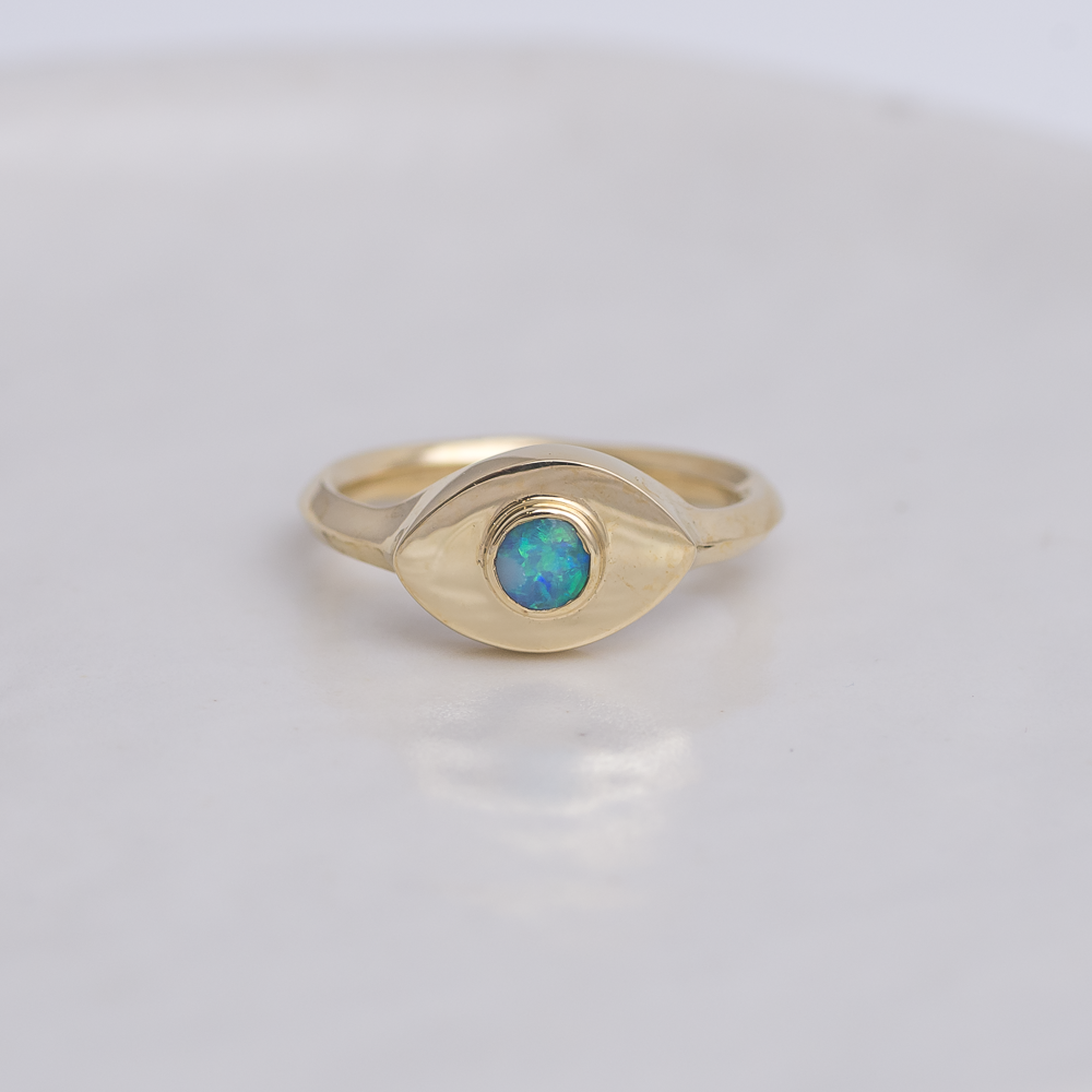 Brass Mini Vision Ring  ◇ Australian Opal ◇ Custom size