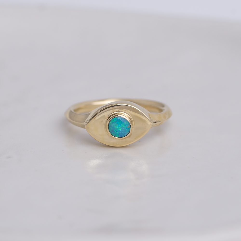 Brass Mini Vision Ring  ◇ Australian Opal ◇ Custom size