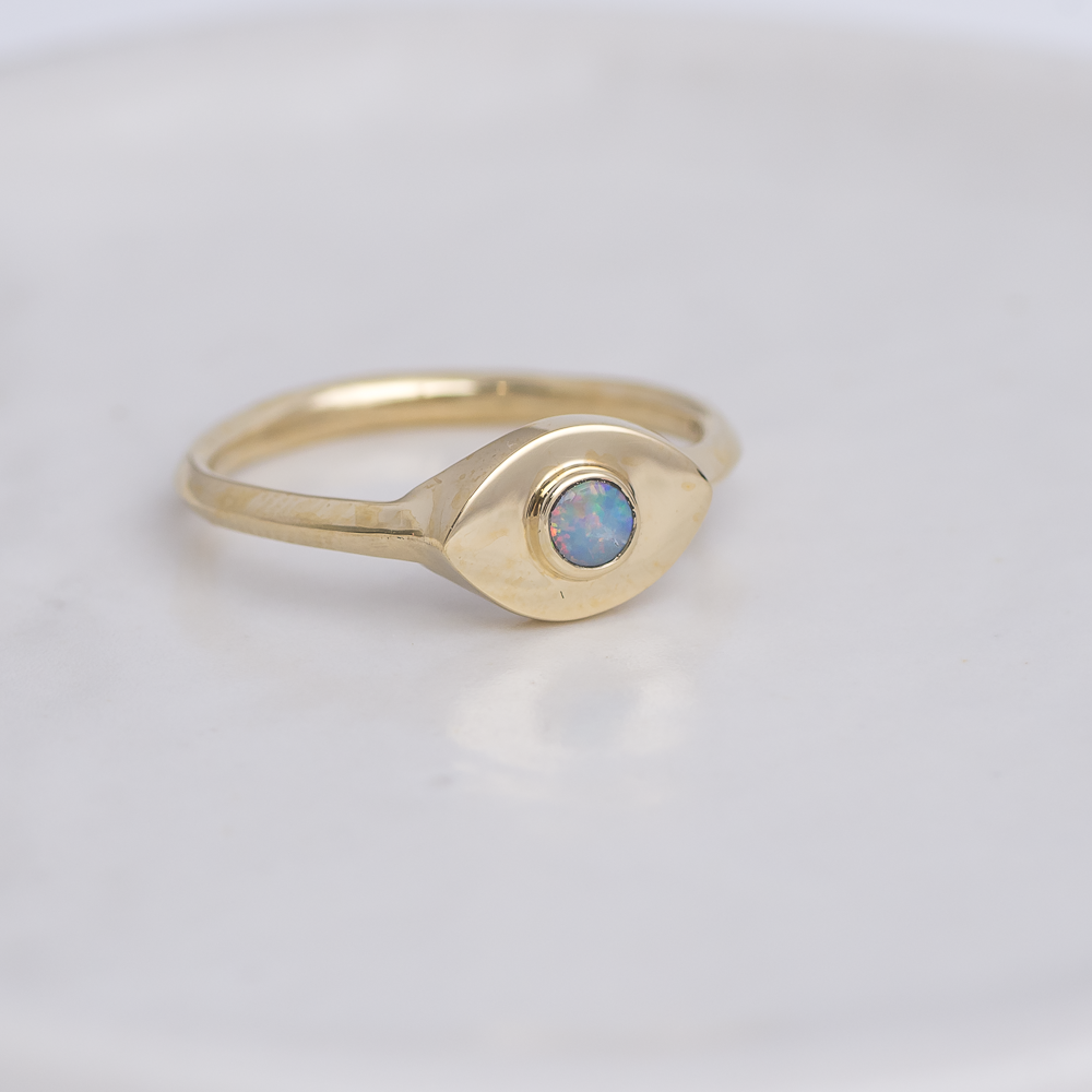 Brass Mini Vision Ring  ◇ Australian Opal ◇ Custom size