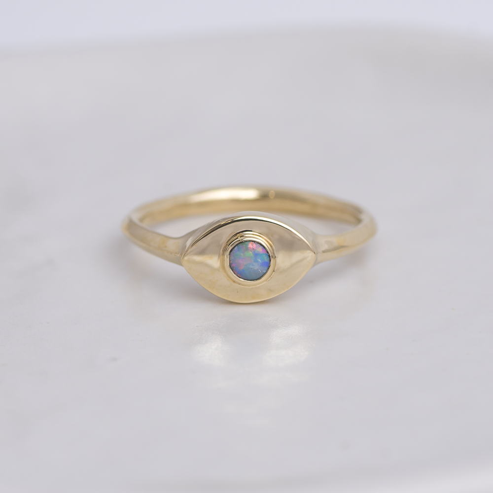 Brass Mini Vision Ring  ◇ Australian Opal ◇ Custom size