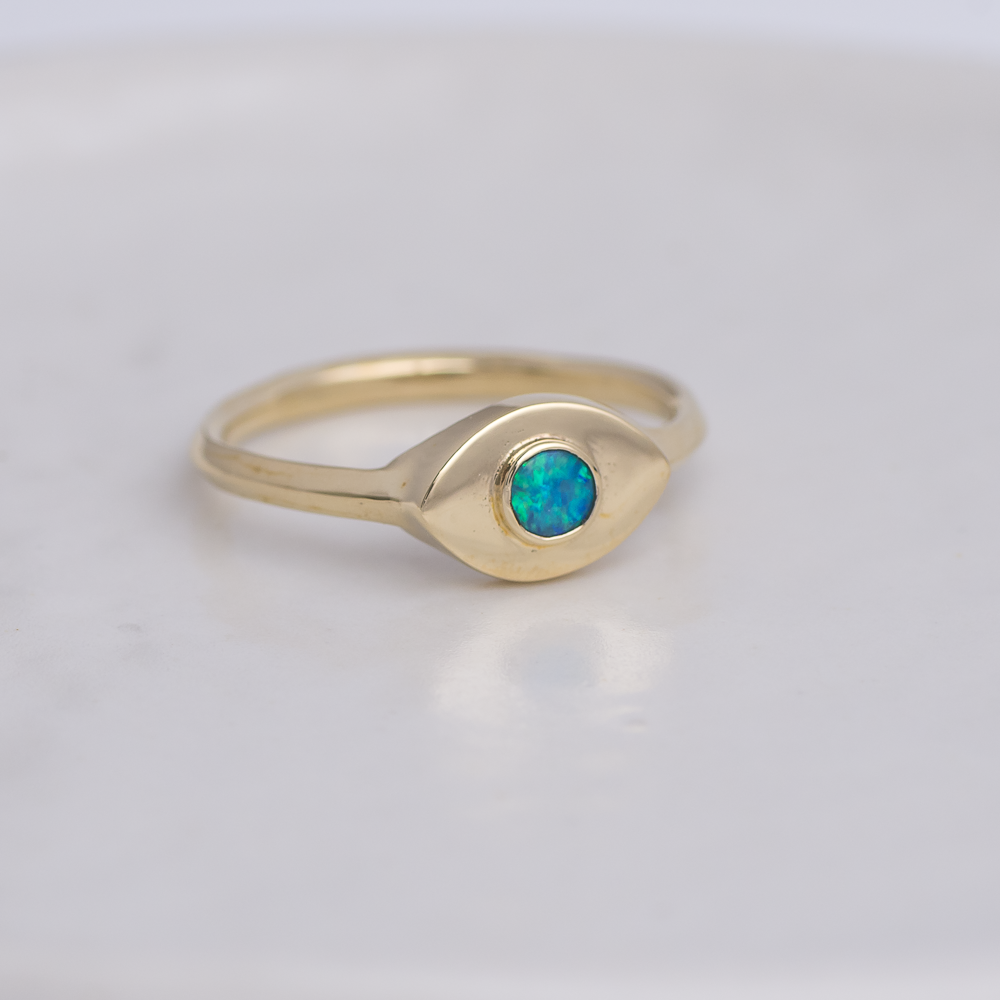 Brass Mini Vision Ring  ◇ Australian Opal ◇ Custom size