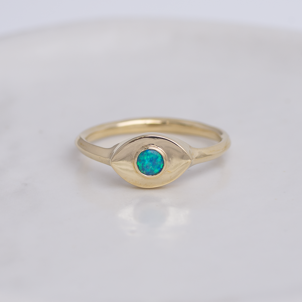 Brass Mini Vision Ring  ◇ Australian Opal ◇ Custom size