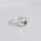 Silver + 22k Gold Mini Vision Ring ◇ Australian Opal ◇ Custom Size