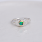 Silver + 22k Gold Mini Vision Ring ◇ Australian Opal ◇ Custom Size