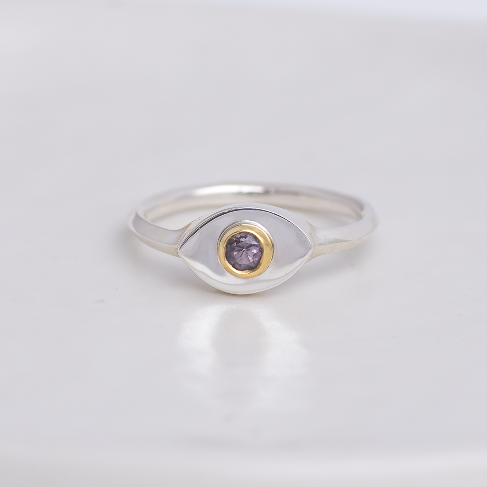 Silver + 22k Gold Mini Vision Ring ◇ Lavender Spinel ◇ Custom size