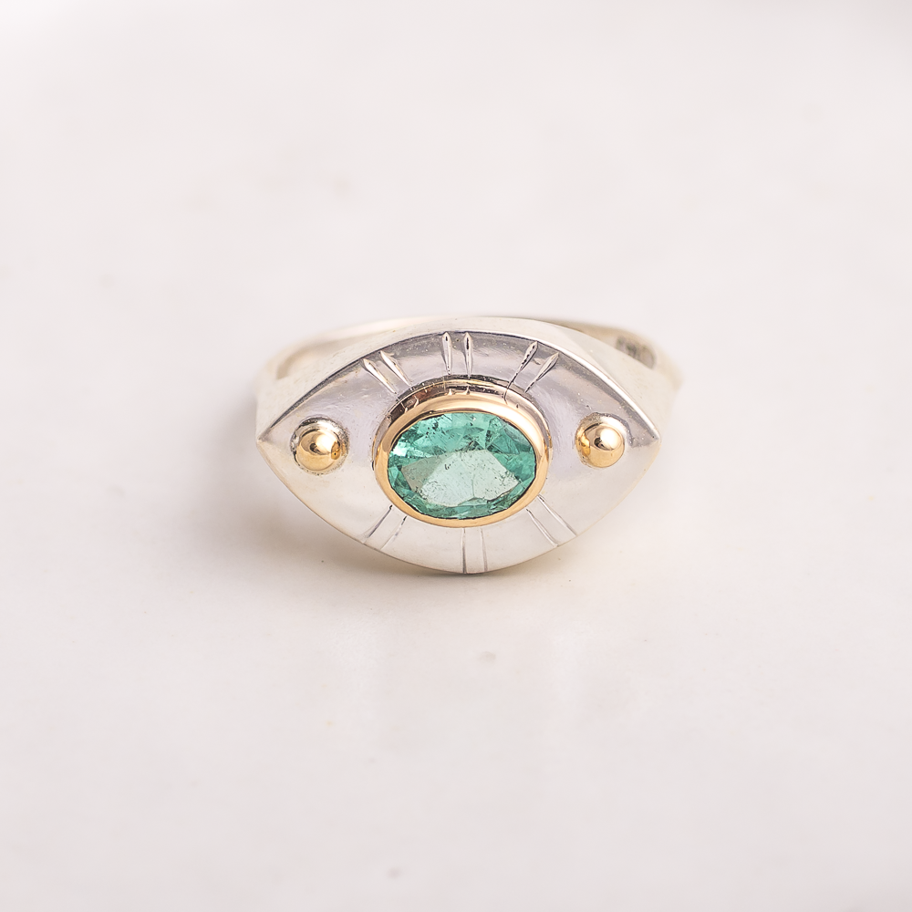Vision Ring ◇ Emerald ◇ Size 7.5 ◇ 14K gold accents