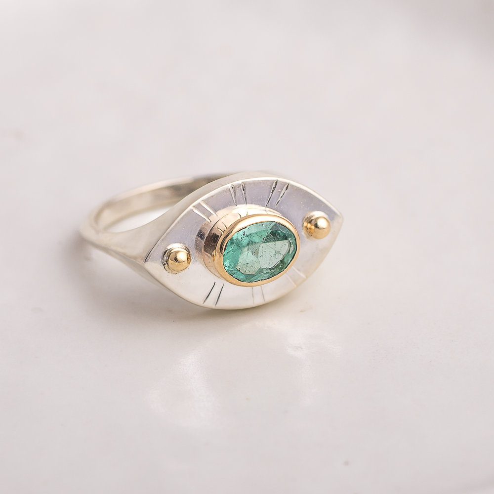 Vision Ring ◇ Emerald ◇ Size 7.5 ◇ 14K gold accents