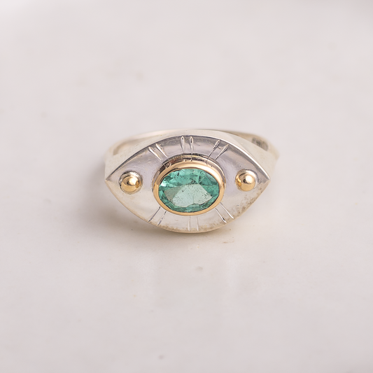 Vision Ring ◇ Emerald ◇ Size 7.25 ◇ 14K gold accents
