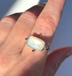 Meridian Ring - Made in Your Size ◇ Mother of Pearl + Berry Sapphire (All Silver or Silver + Gold)