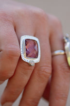 Rose Cut Tourmaline Opal Ring ◇ Pink Tourmaline + Australian Opal ◇ Size 7.5