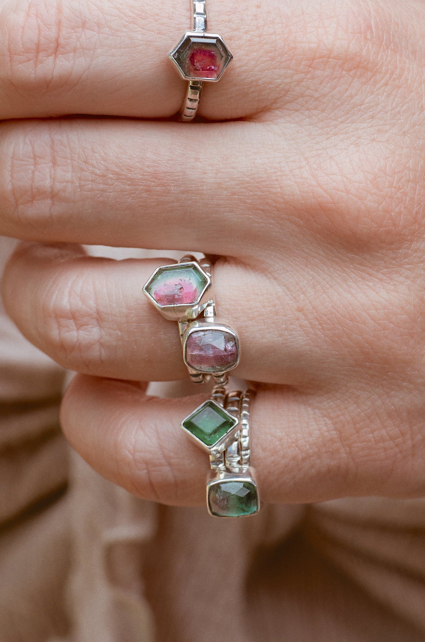 Faceted Tourmaline Stacking Ring ◇ Size 7.5