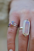 Rose Cut Pink Tourmaline Stacking Ring ◇ Pink Tourmaline ◇ Size 6
