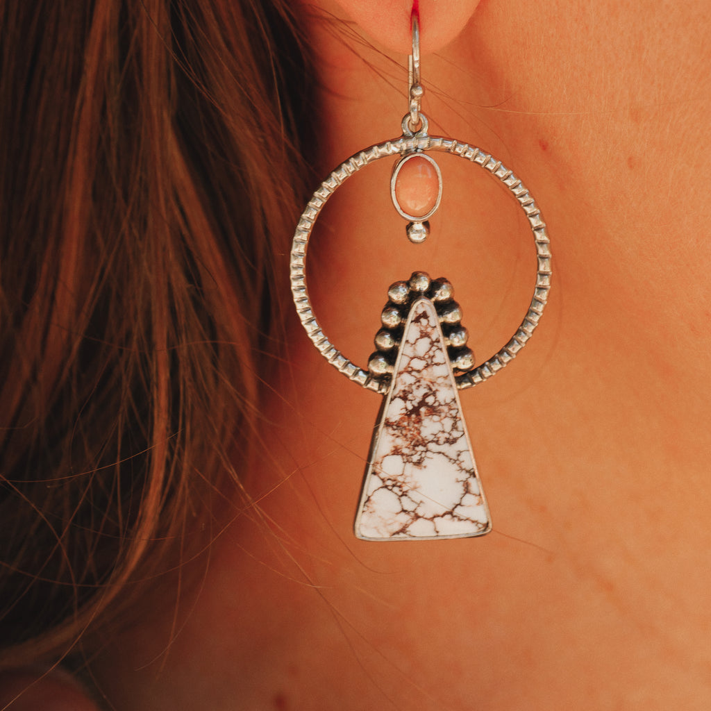 Emergence Earrings ◇ Wild Horse Magnesite + Pink Opal