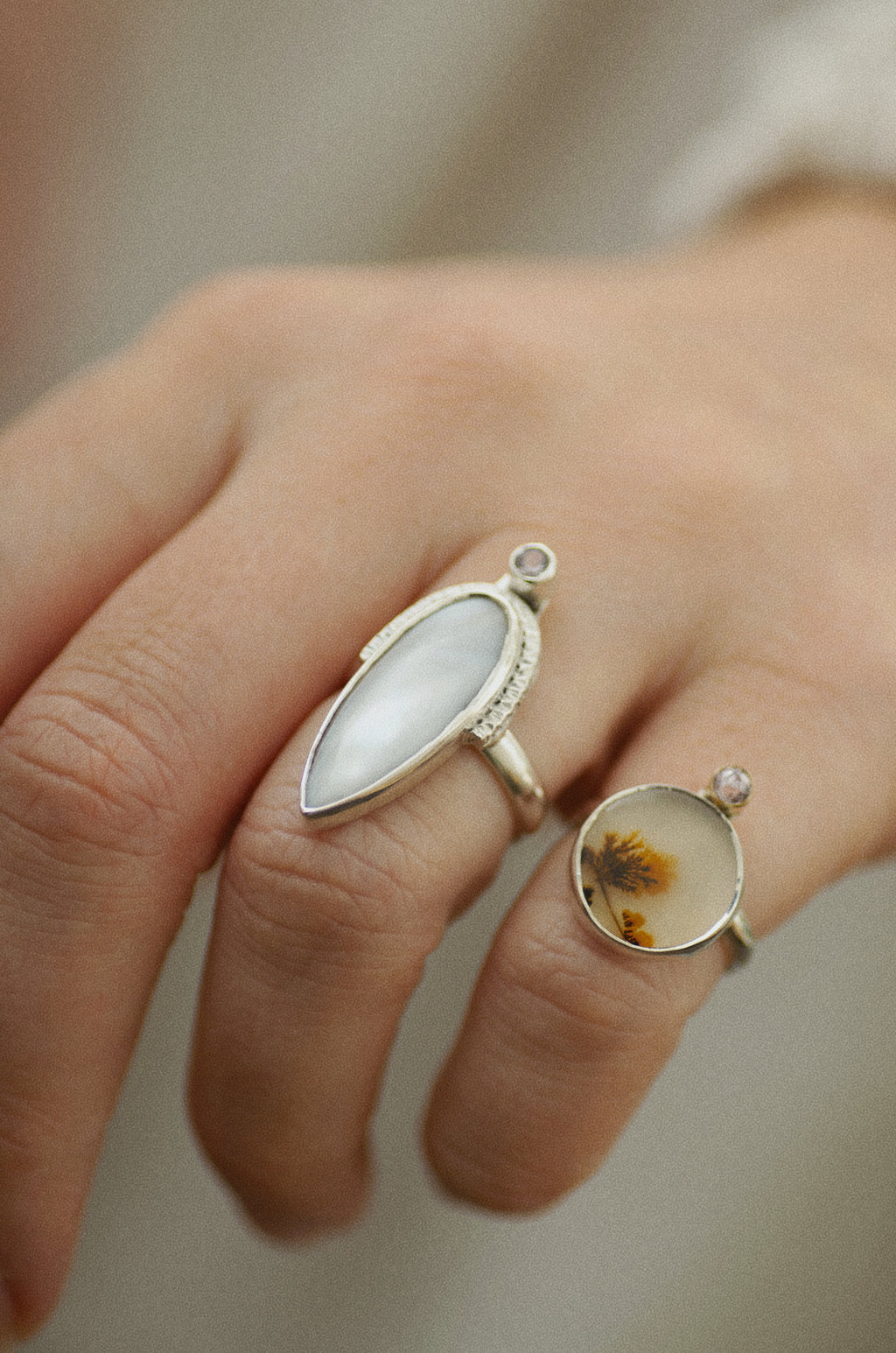 Weave Ring ◇ Mother of Pearl + Lavender Spinel ◇ Size 7