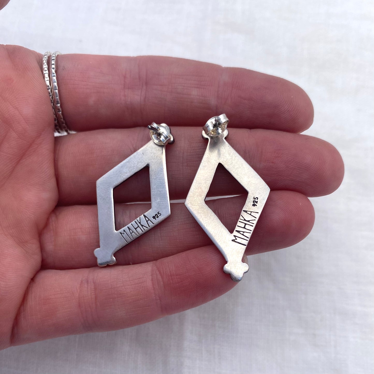 Silver Open Diamond Stud Earrings