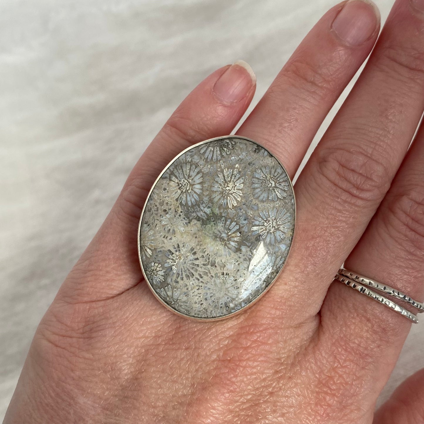 Fossilized Coral Ring - Size 7.75