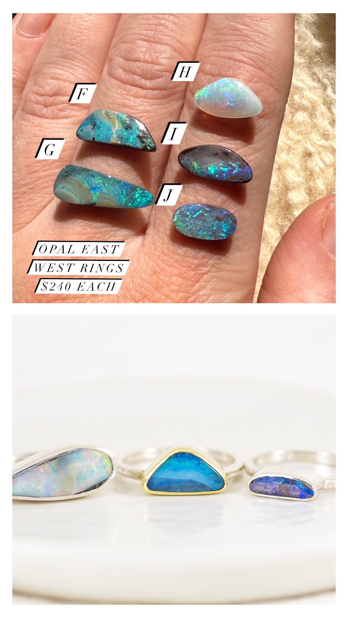 Opal East West Ring G- Made to Order