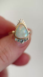 Australian Opal + Sapphire Radiant Mountain Ring