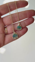 Australian Opal + Sapphire Radiant Mountain Necklace