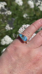 Opal East West Ring ◇ Size 6.5 ◇  Silver + 14k Gold