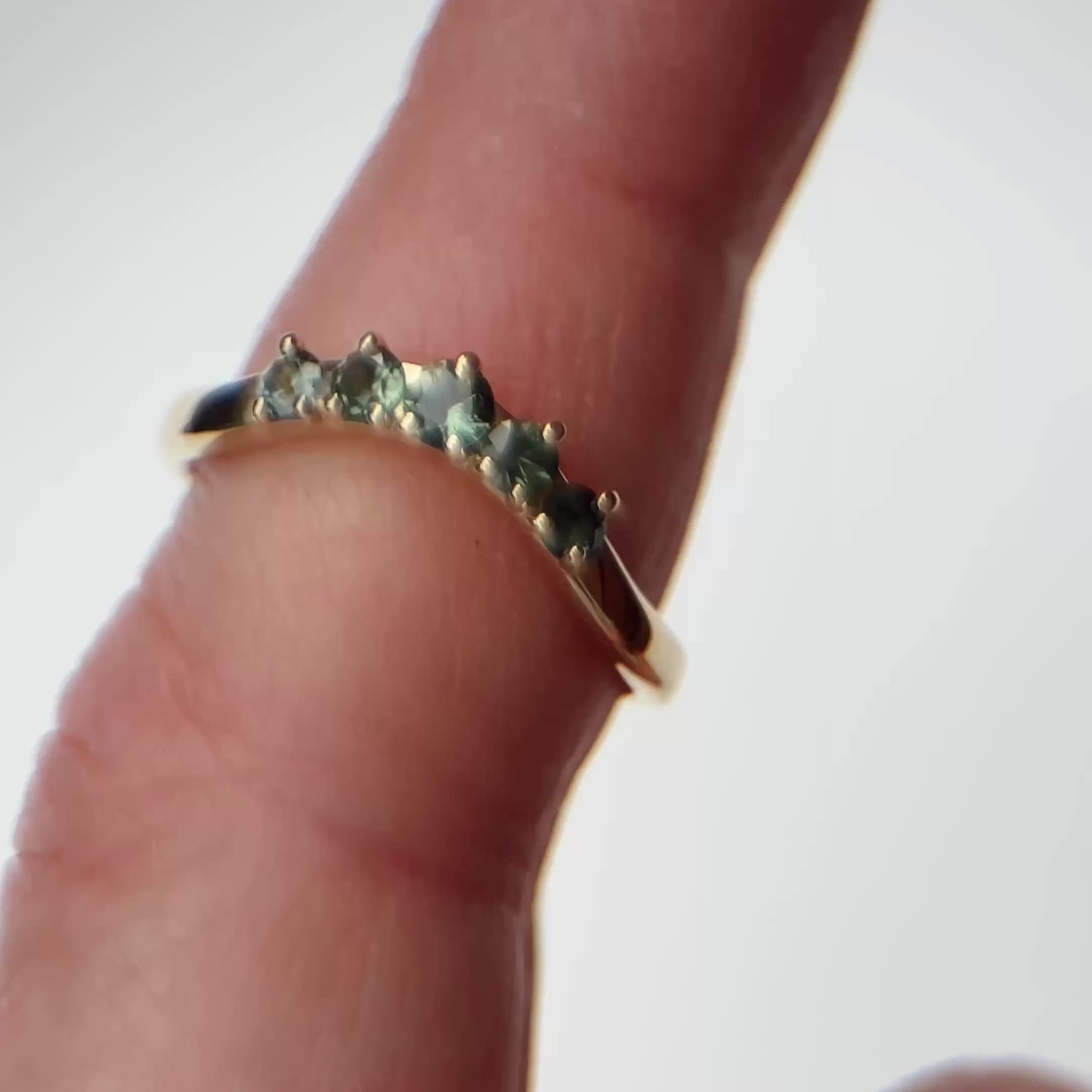 Green Sapphire Arc Ring