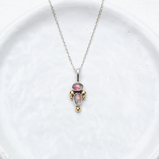 Petite Duo Necklace ◇ Faceted Tourmaline