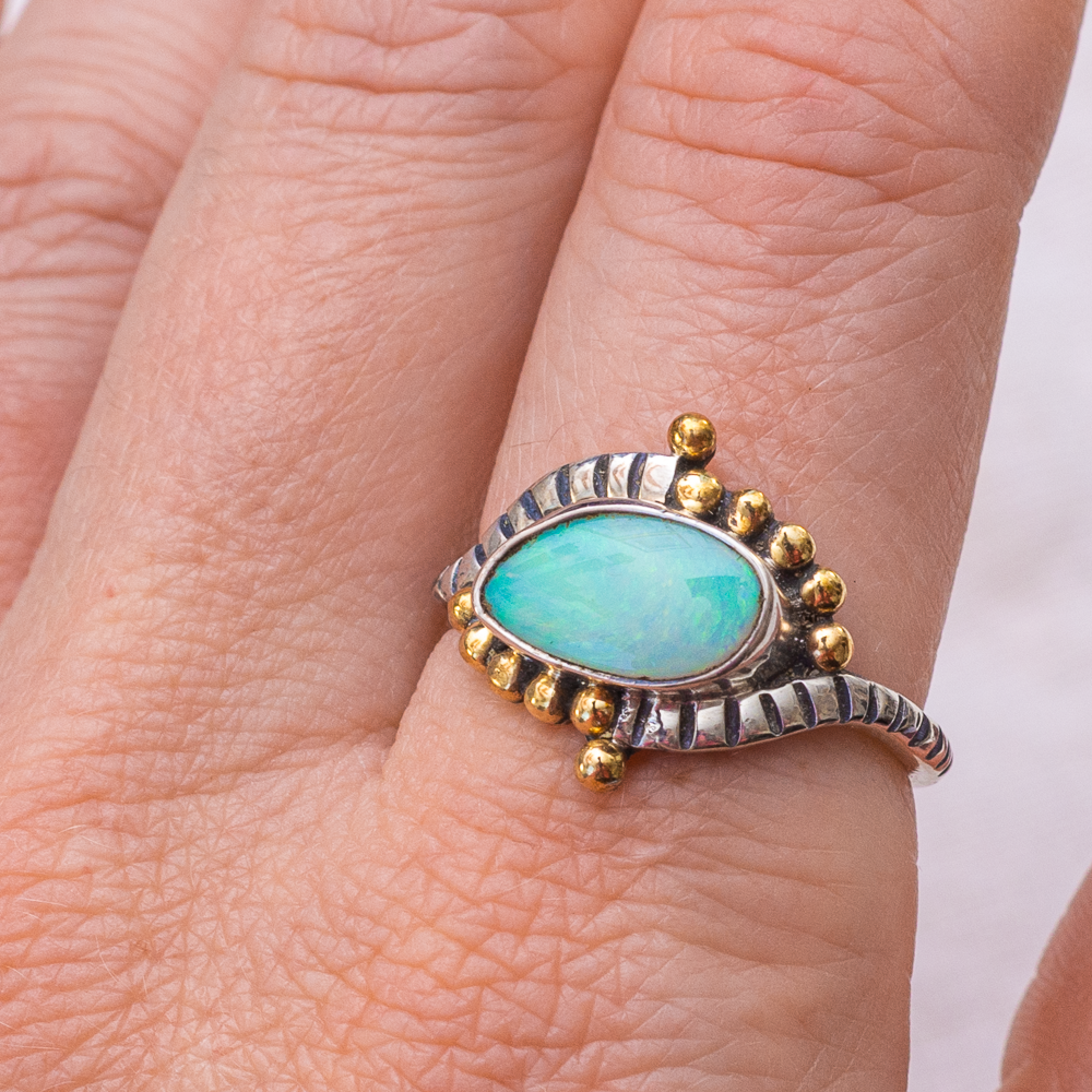 Petite Origin Embrace Ring (H) ◇ Australian Opal ◇ Size 11