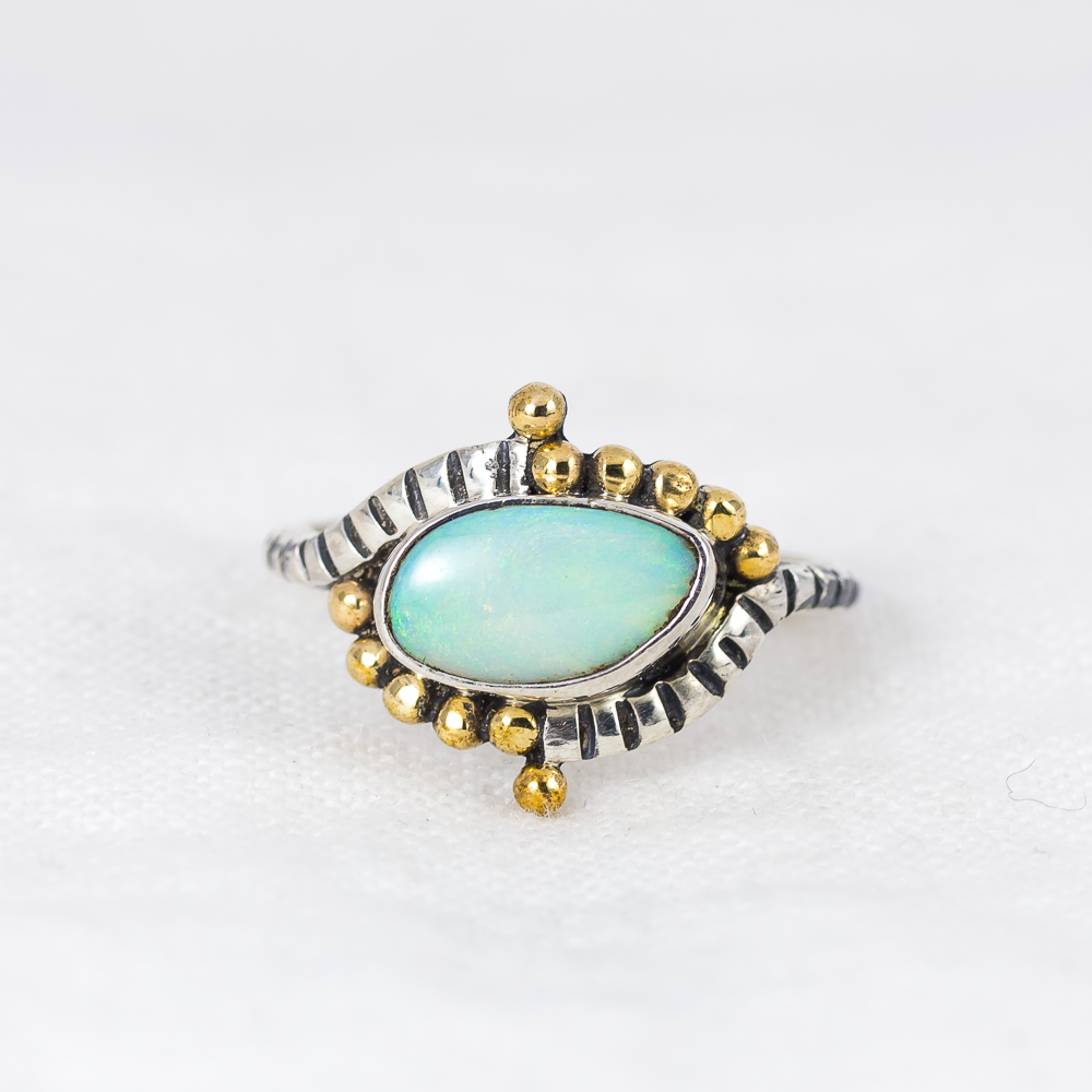 Petite Origin Embrace Ring (H) ◇ Australian Opal ◇ Size 11