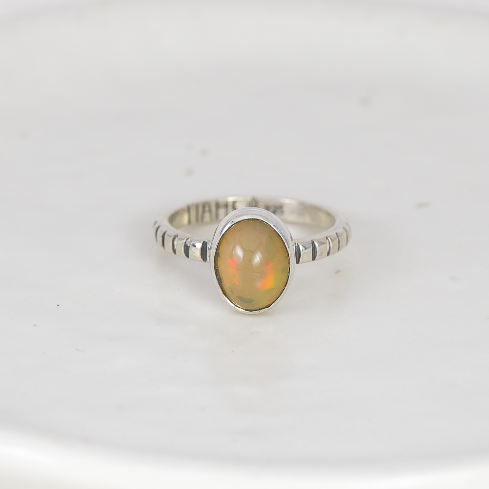 Stone Stacking Ring ◇ Ethiopian Opal ◇ Size 6
