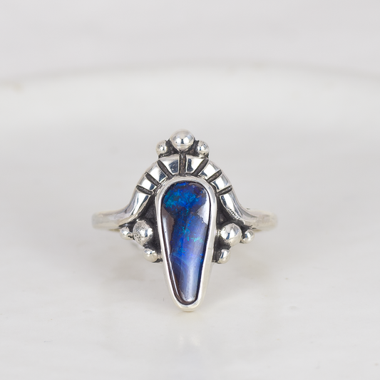 Crowned Embrace Ring (I) ◇ Australian Opal ◇ Size 7.25 ◇ Silver