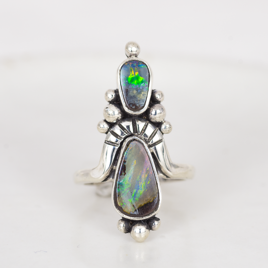 Kindred Embrace Ring (A) ◇ Australian Opal ◇ Size 6 ◇ Silver