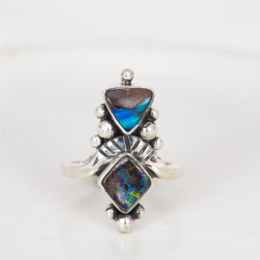 Kindred Embrace Ring (B) ◇ Australian Opal ◇ Size 6.5 ◇ Silver