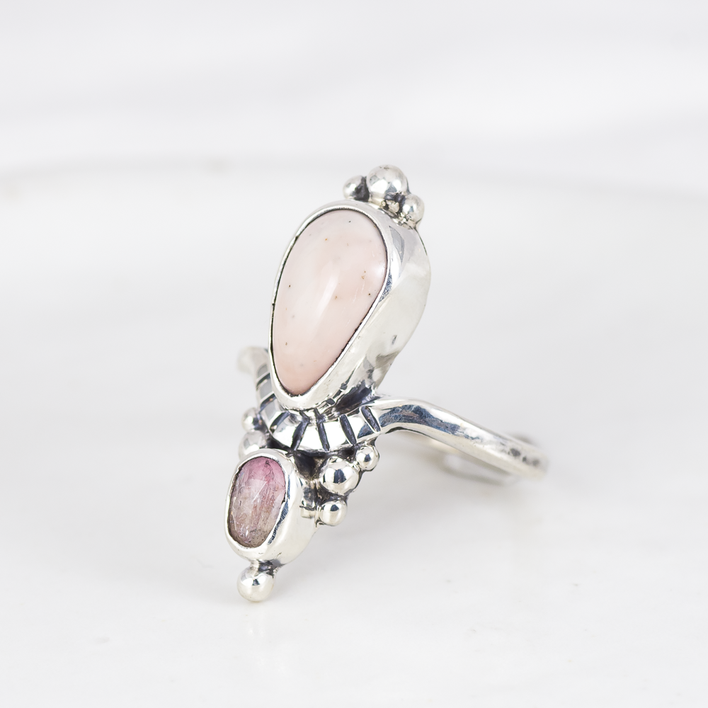 Kindred Embrace Ring ◇ Willow Creek Jasper + Faceted Tourmaline ◇ Size 7.5 ◇ Sterling Silver