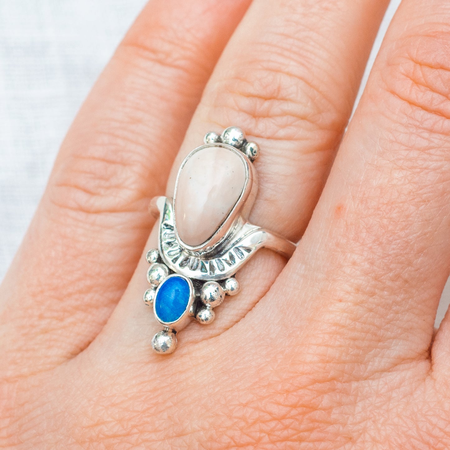 Kindred Embrace Ring ◇ Willow Creek Jasper + Australian Opal ◇ Size 6.5 ◇ Sterling Silver